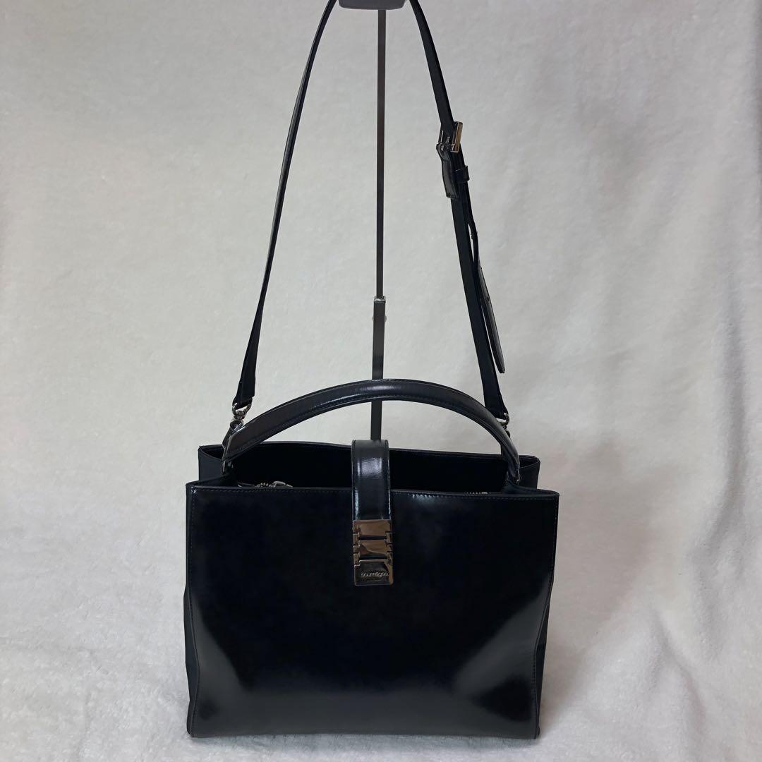 courreges】レザーショルダーバックBLACK/フォーマル/冠婚葬祭