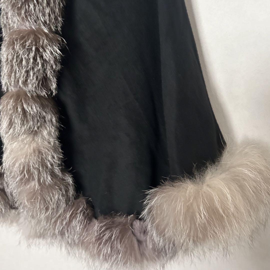 サガファー　saga furs レディース　カシミヤ　ポンチョ　ラビット　コート