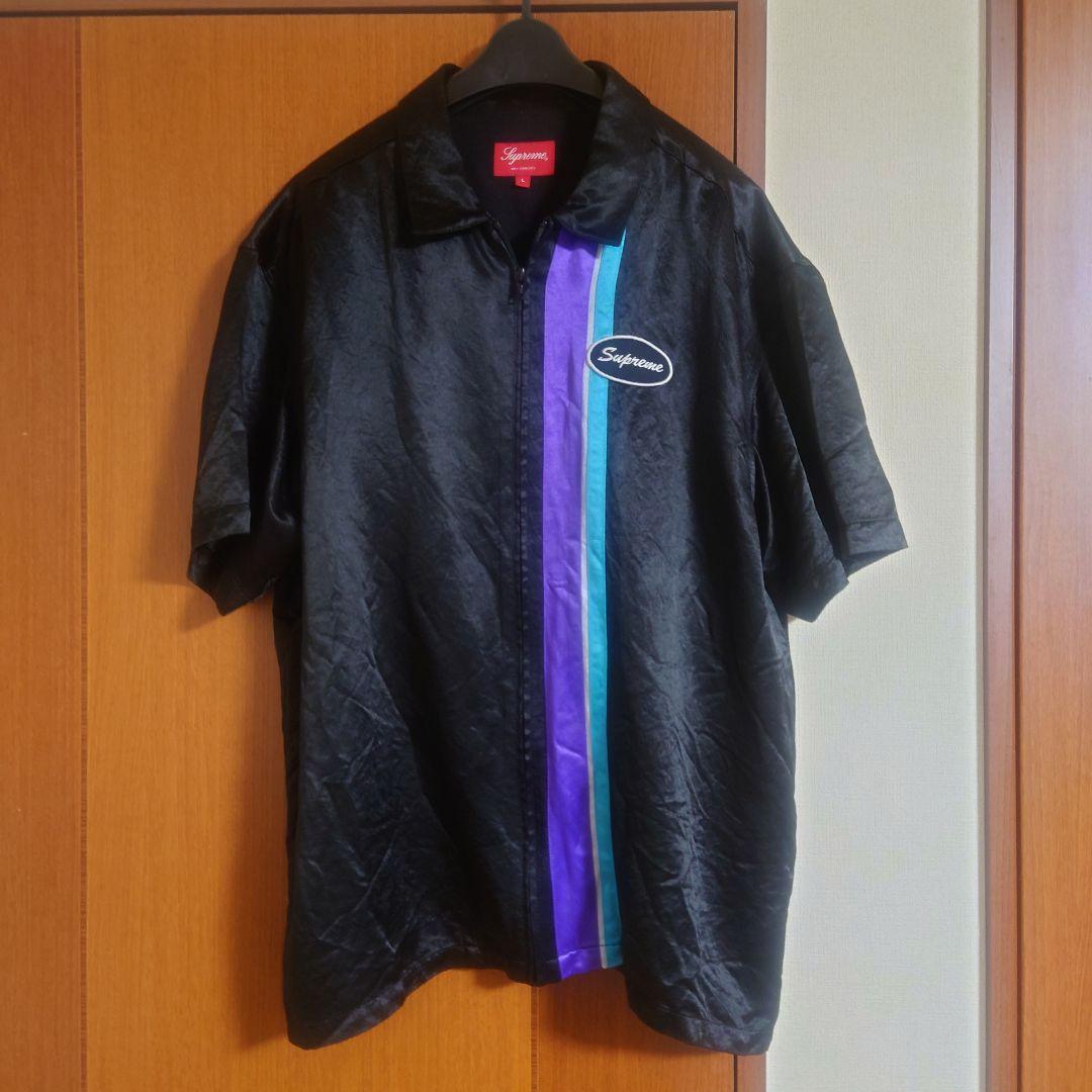 Supreme Satin Zip Up S/S Work Shirt 黒