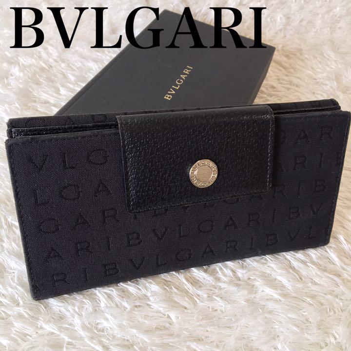 BVLGARI キャンバス ブラック レディース 3qO8g-m59168046401 ブルガリ 財布 ロゴマニア 大特価国産