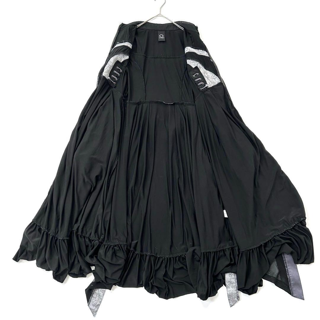 1401y 美品 オッズオネスト 花柄ゴスロリジップワンピース 黒 紫