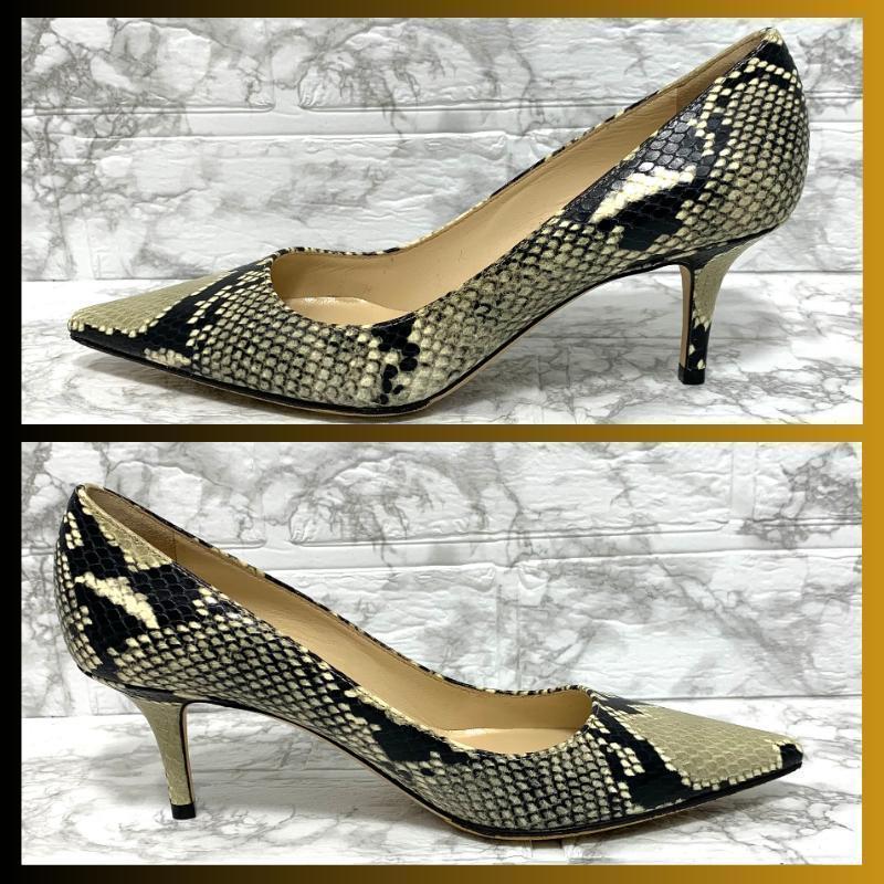 未使用✨JIMMY CHOO　パンプス　本革　パイソン柄　裏張り仕様　37