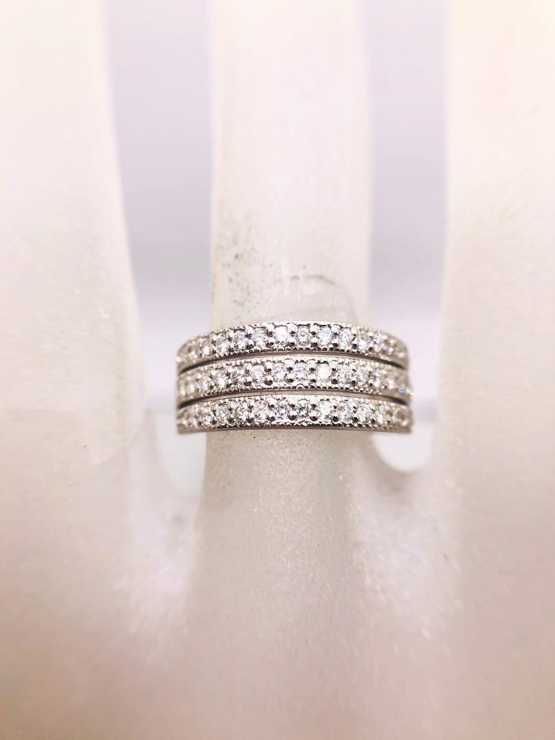 【日本製】 ご予約【人気のハーフエタニティ☆贅沢3連リング アクセサリー
