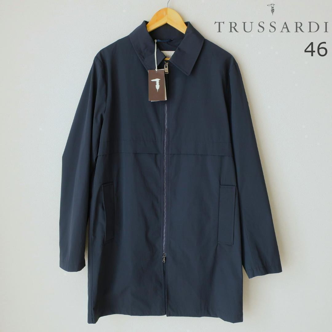 新品 TRUSSARDI ステンカラーコート コレクション ナイロン混 46 M