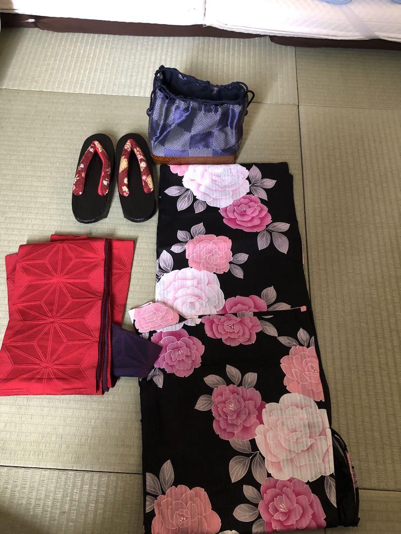 浴衣・帯・下駄・巾着セット