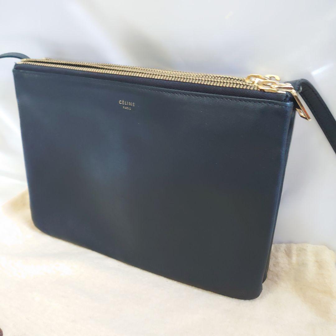 美品 CELINE トリオ ラージ ショルダーバッグ ブラック