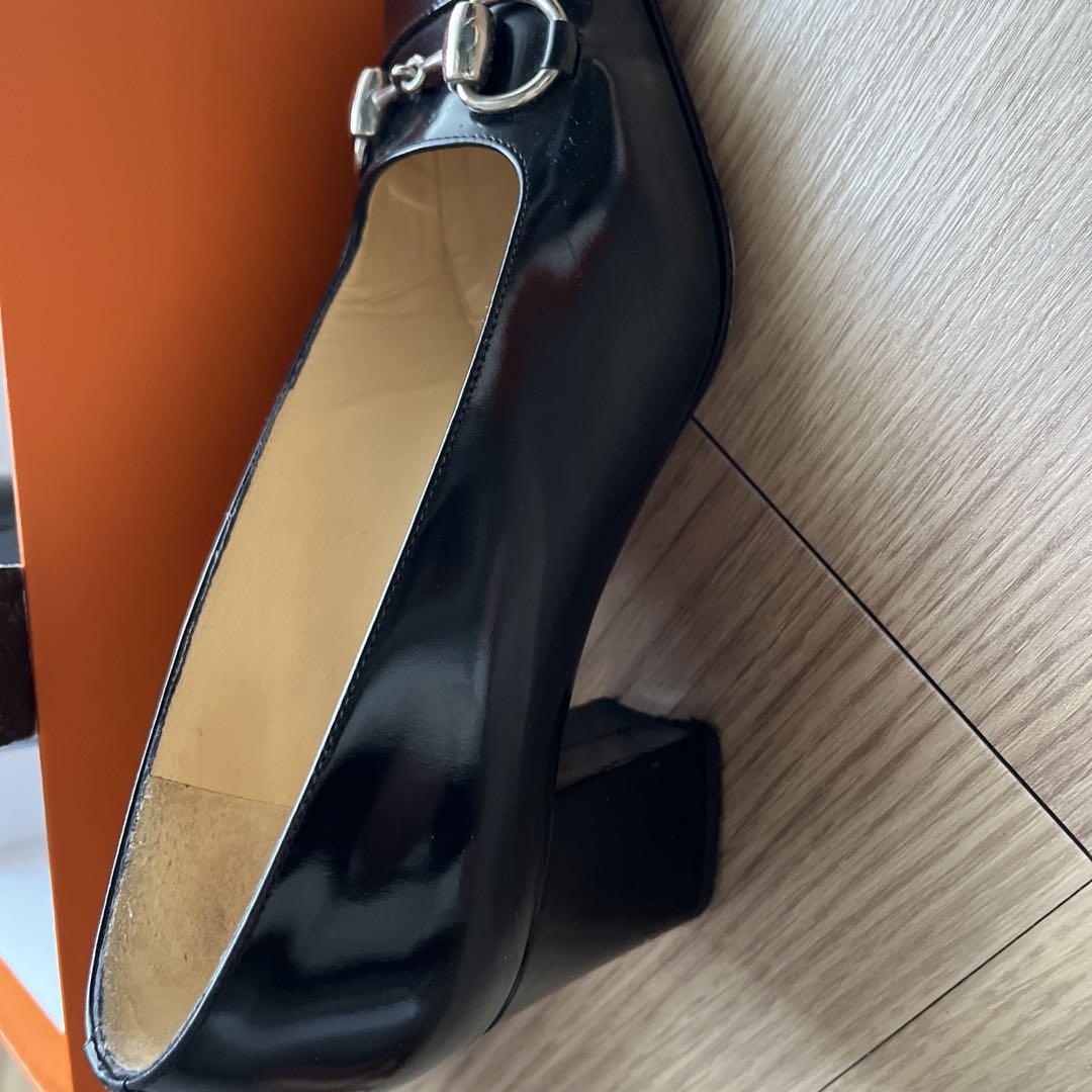 本日最終GUCCI ブラック ハイヒールローファーパンプス 箱無し
