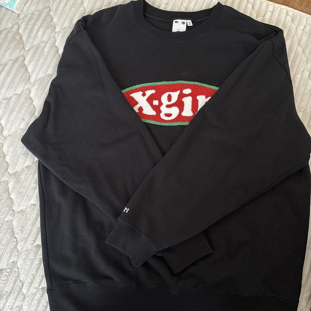 超人気高品質 美品 X-girl Lサイズ チェニール刺繍オーバルロゴスウェットトップ トップス