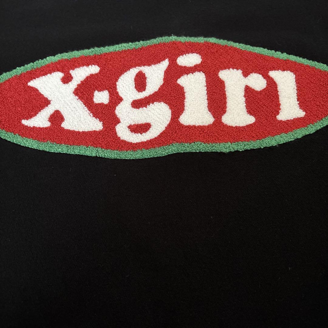 驚きの価格 美品 L チェニール刺繍オーバルロゴスウェットトップ X-girl トップス