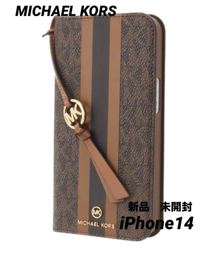 【新品】マイケルコース　ストライプ  iPhone14  ケース  タッセル　②