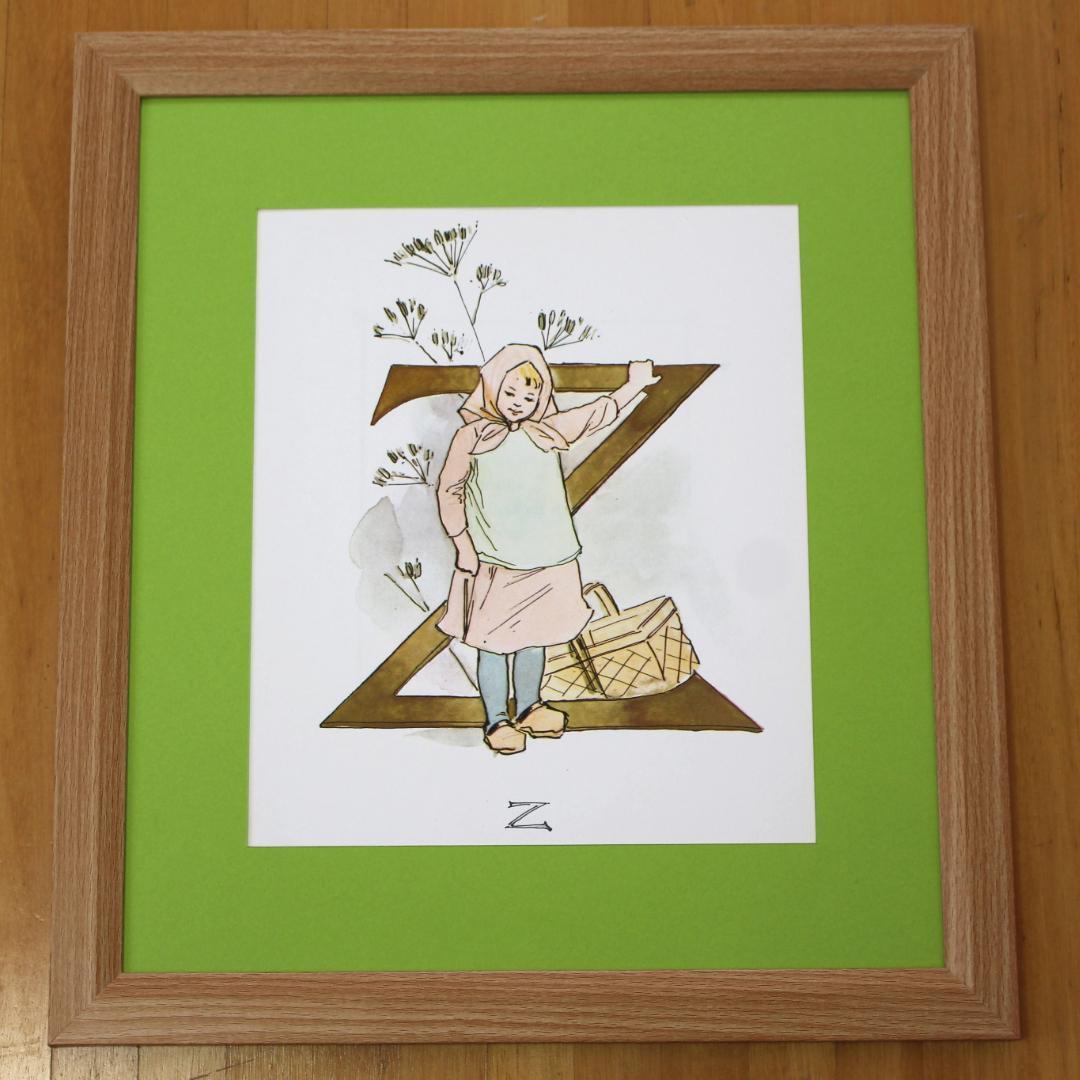 北欧ヴィンテージポスター　オッティリア・アーデルボリ　王子たちの花文字「Z」