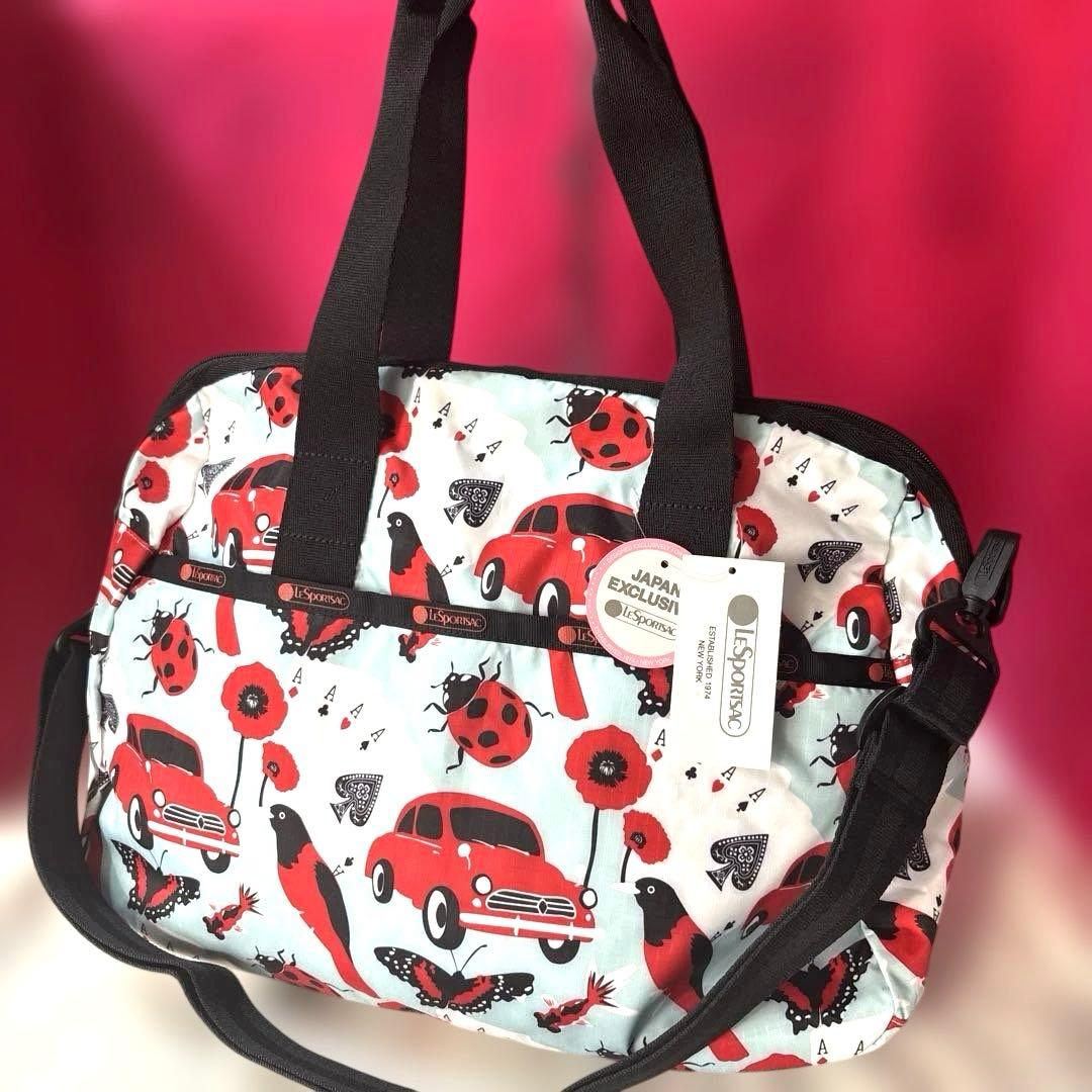 LESPORTSACボストンバッグ 赤い車他LeSportsac