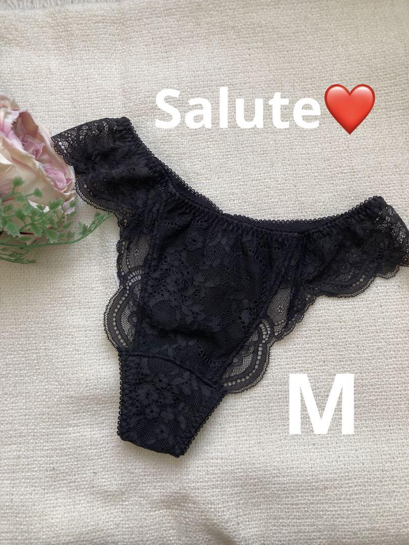 Salute ❤️ブラック ソングビジュー付きレース　M
