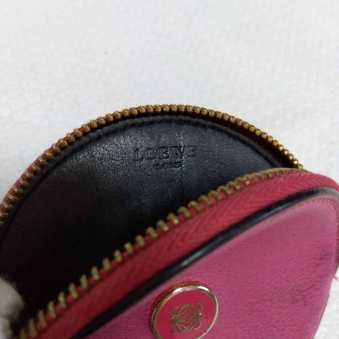LOEWE ロエベ コインケース 丸型 アナグラム レザー ピンク レディース