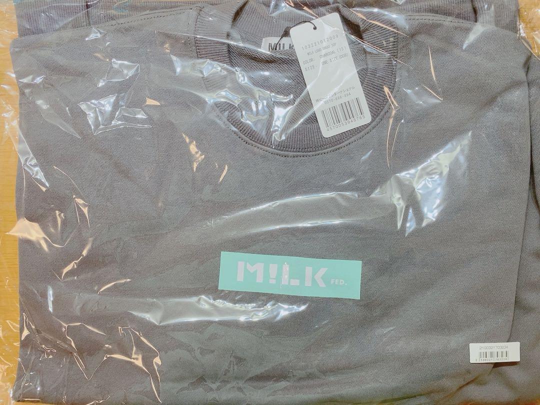 MILKFED.×M!LK Sweat Charcoal Gray