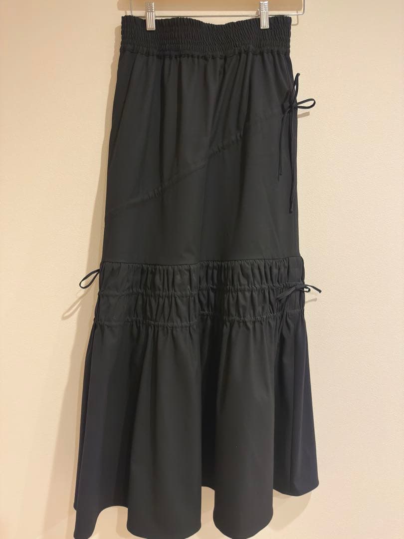 【美品】LA PEAU DE GEM ブラック フレアスカート ウエストゴム