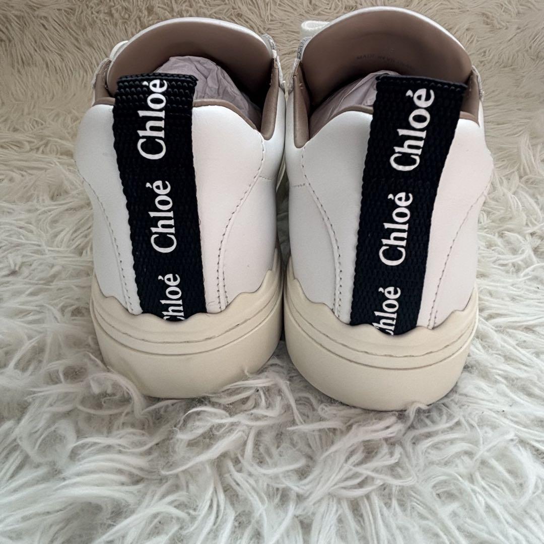 た*め様 Chloé laurenローレン　スニーカーロゴテープ　 定価7590 ✨美品 Chloe lauren スニーカー ロゴテープ ホワイトレザー 23