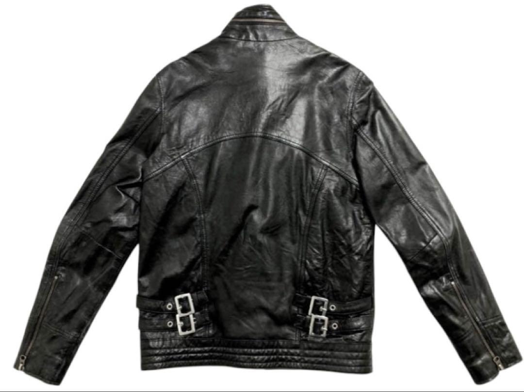 フリーダム シープレザー 羊革 ジップ加工 シングルライダースジャケット S