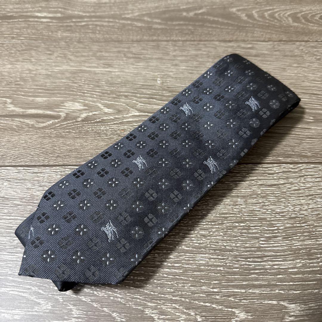 BURBERRY バーバリー ネクタイ チャコール ホース ナイト 美品