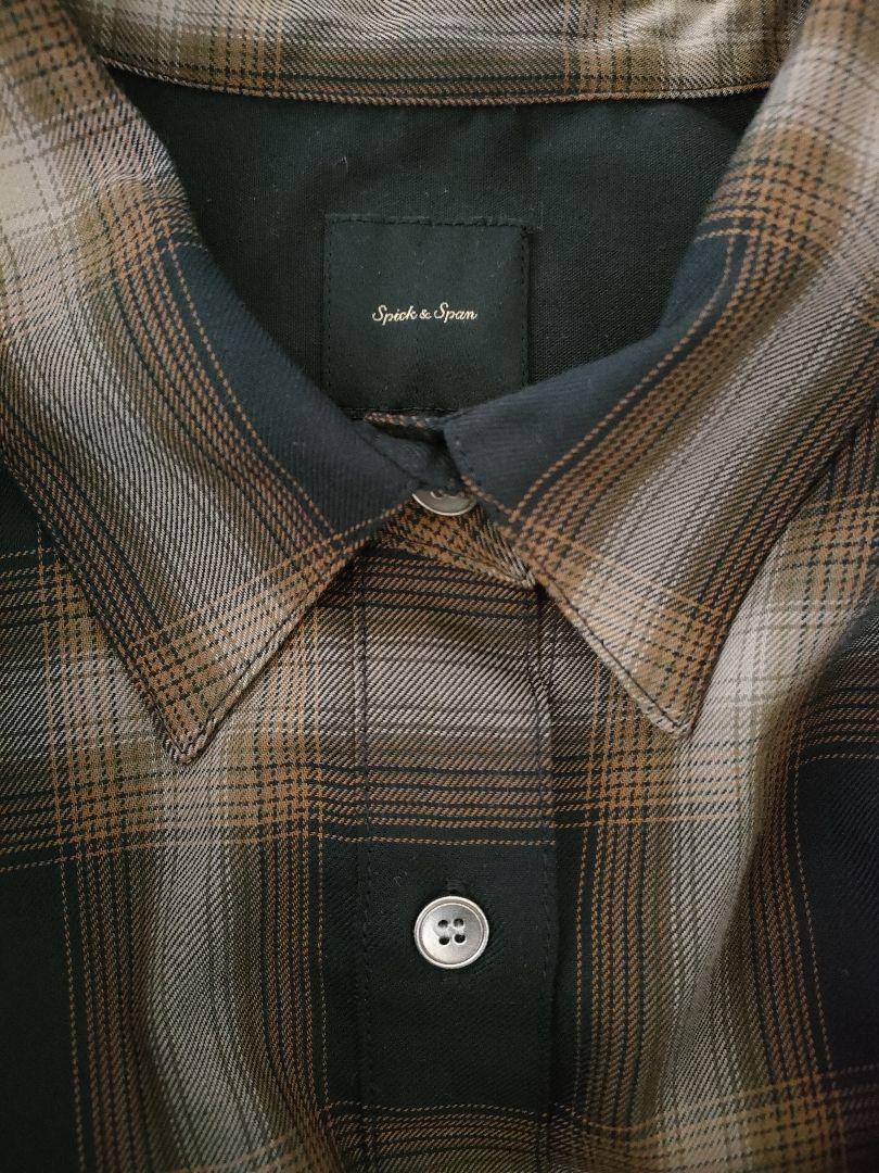 Spick and Span TRツイルチェックシャツ ブラック