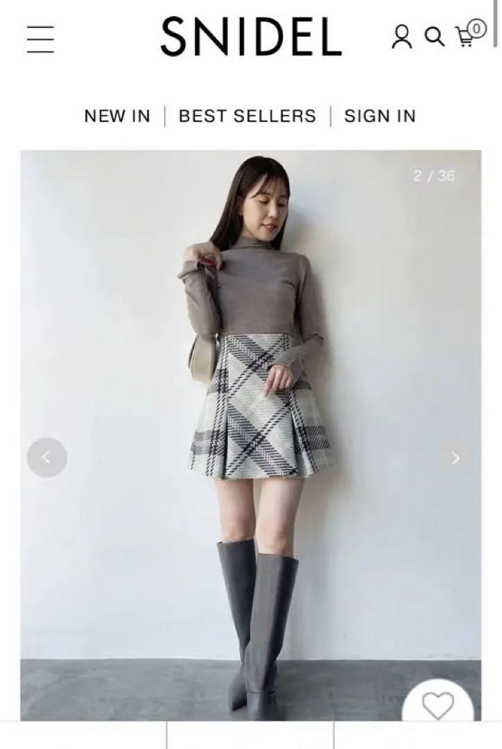 新品・タグ付き　SNIDEL ロービングチェックミニスカート　IVR ※最終価格