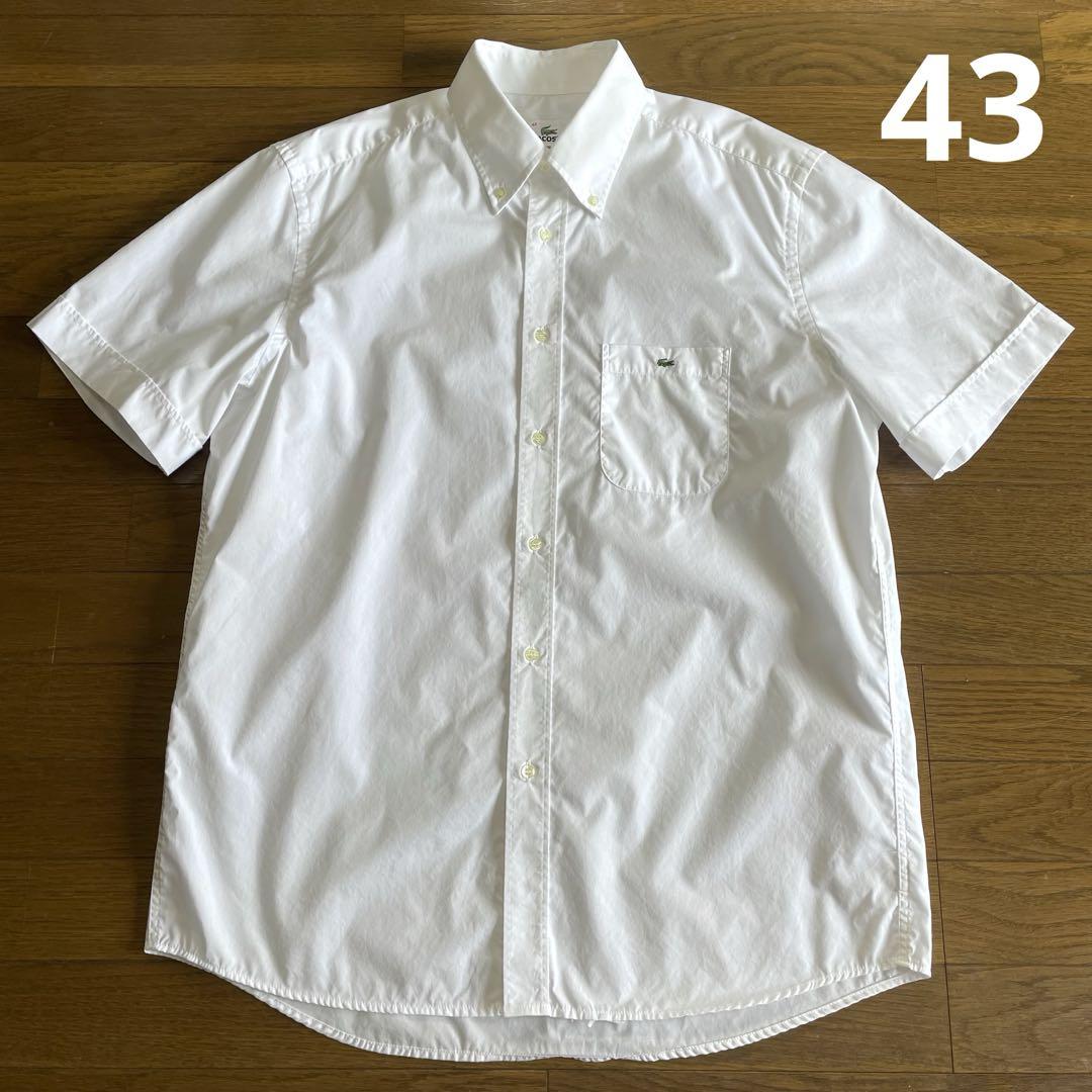80s 90s ユーロ製 LACOSTE コットンシャツ 43 白 チビロゴ