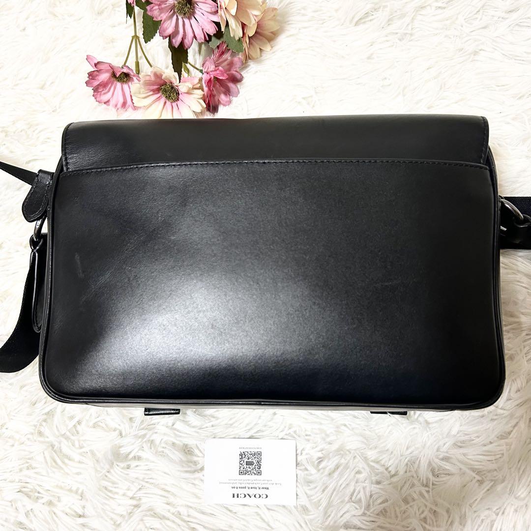 COACH コーチ スムース カーフ レザー トラック クロスボディ バック 黒