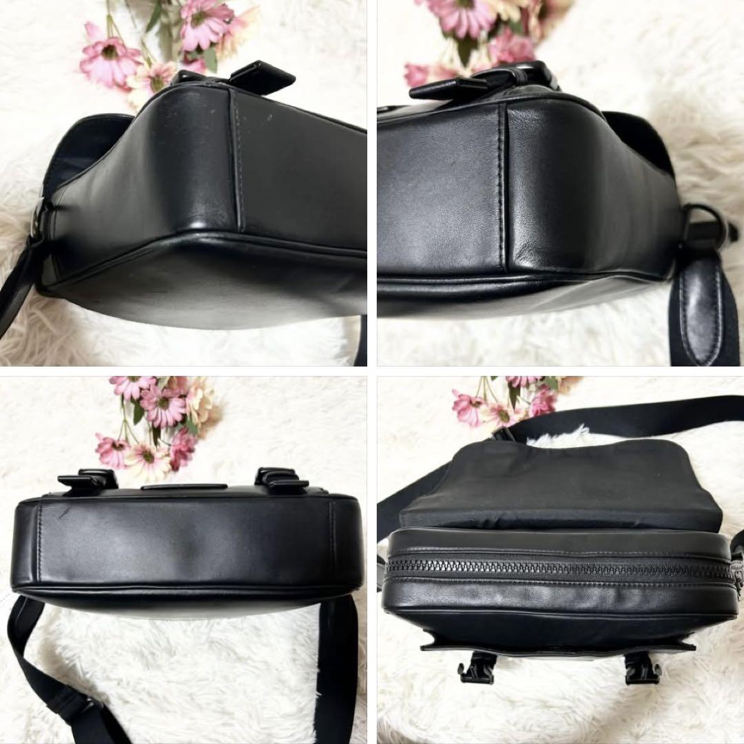 COACH コーチ スムース カーフ レザー トラック クロスボディ バック 黒