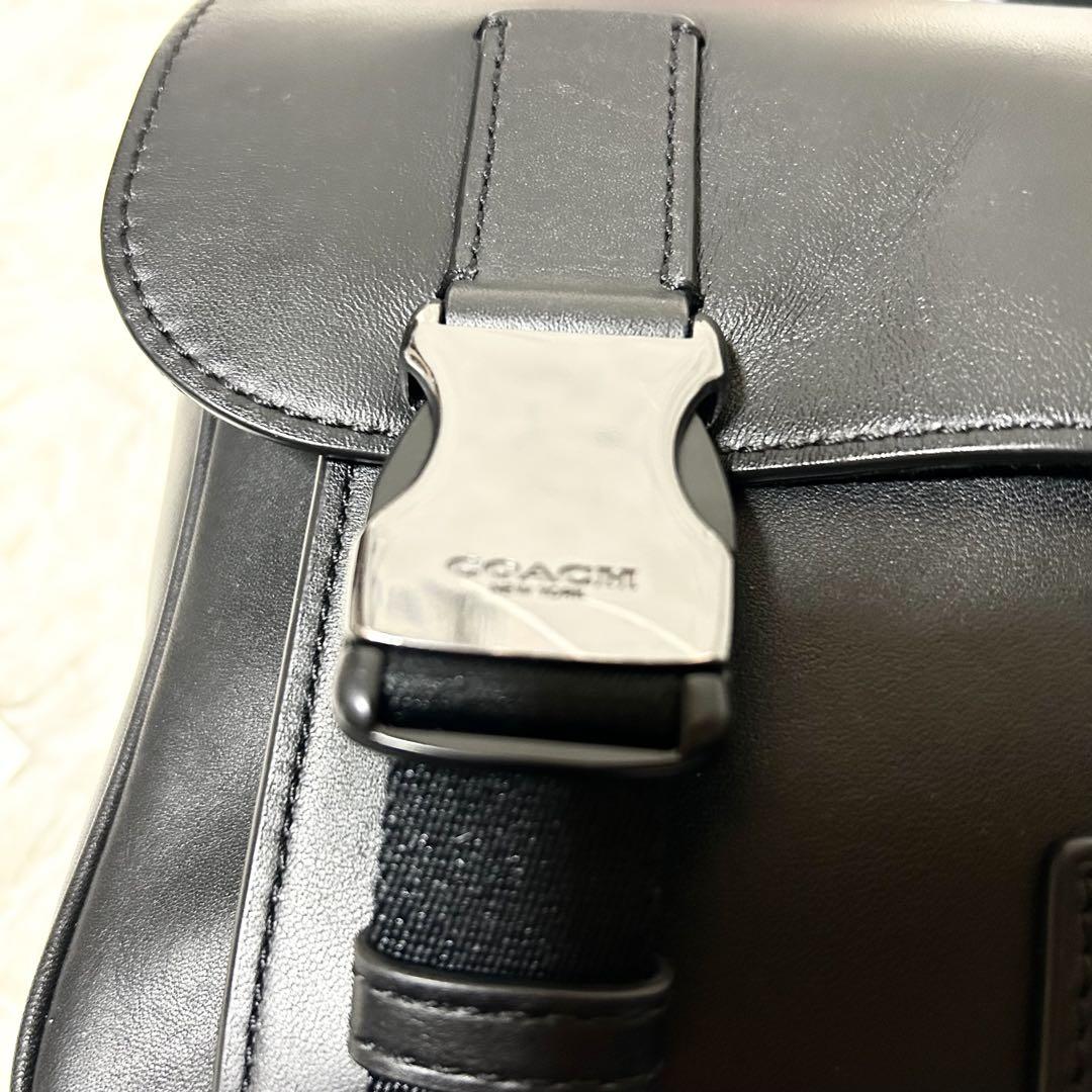 COACH コーチ スムース カーフ レザー トラック クロスボディ バック 黒