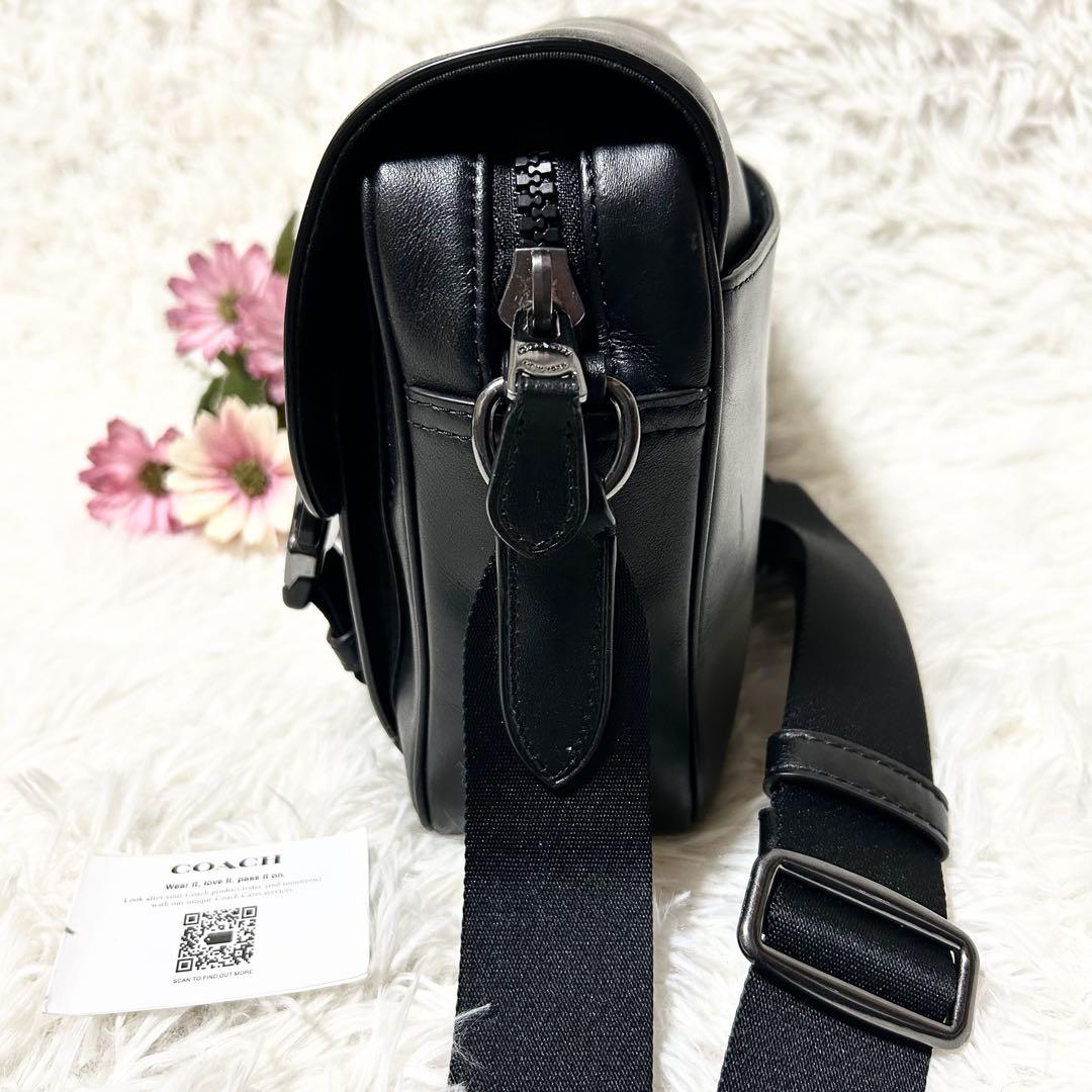 COACH コーチ スムース カーフ レザー トラック クロスボディ バック 黒