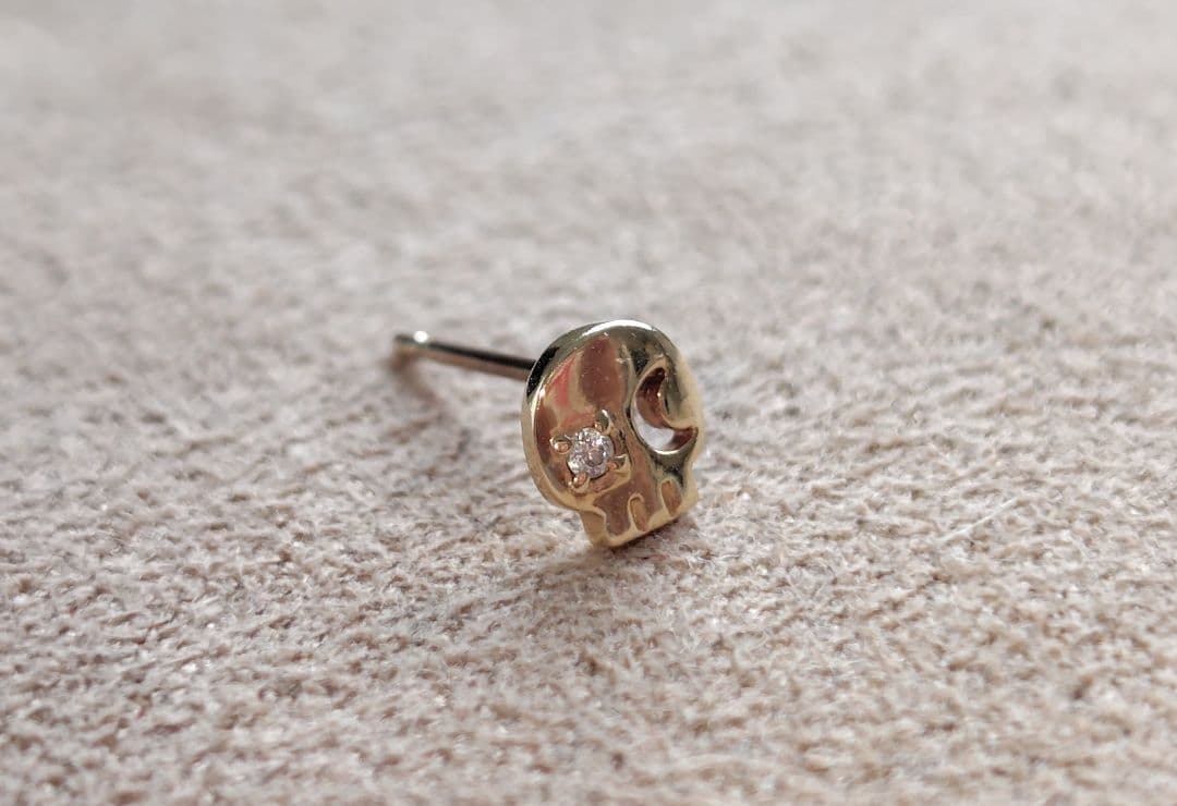 love&hate K10 ダイヤ スカルピアス 片耳