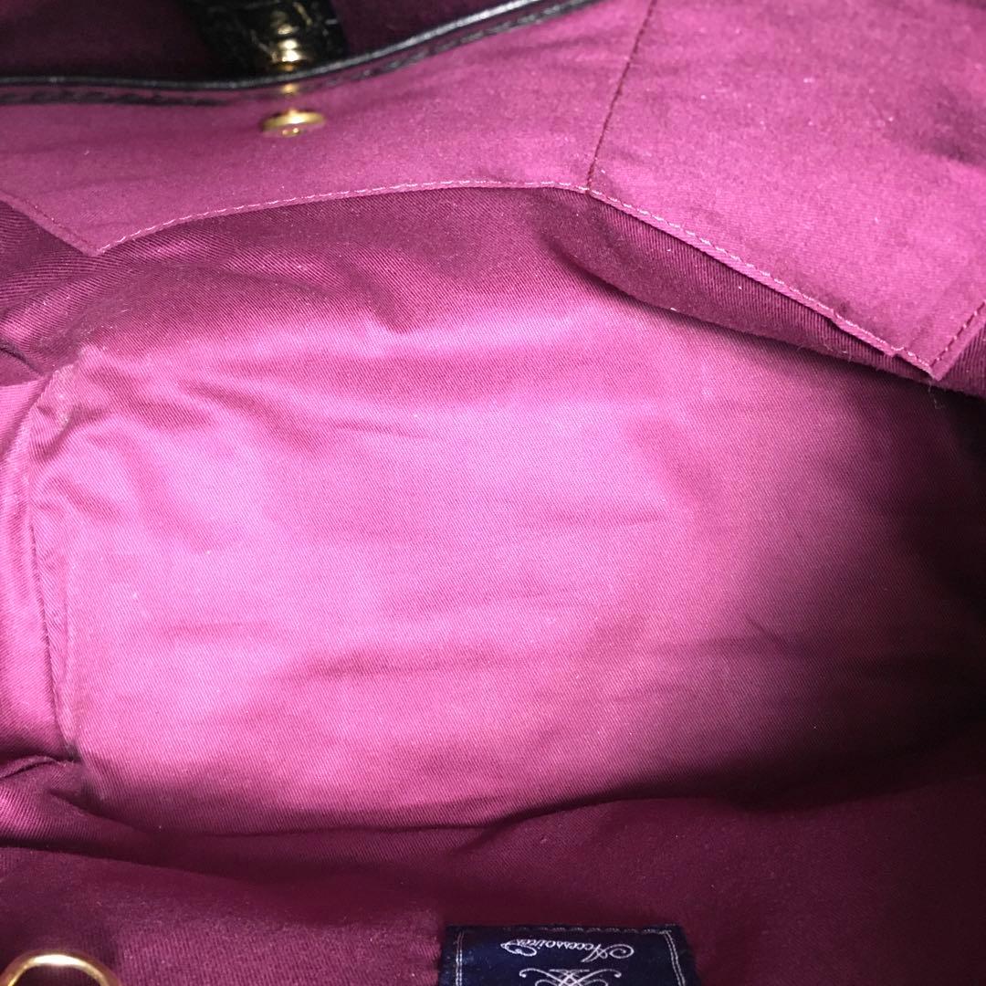 2509-418|美品|エーディーエムジェー ハンドバッグ 黒 クロコ型押し 2509-418|美品|エーディーエムジェー ハンドバッグ 黒 クロコ型押し