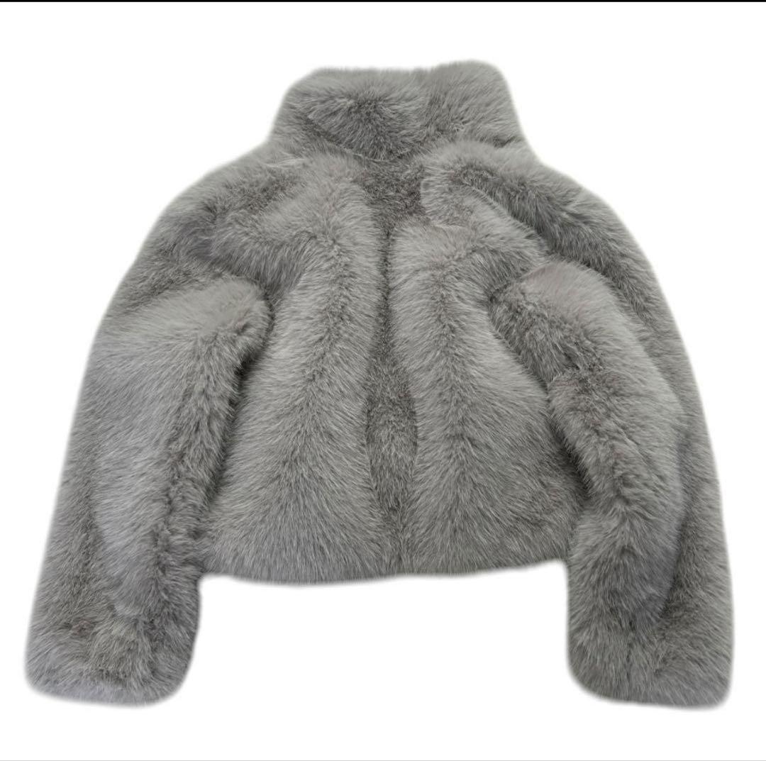 ZARA グレー ファーショートコート