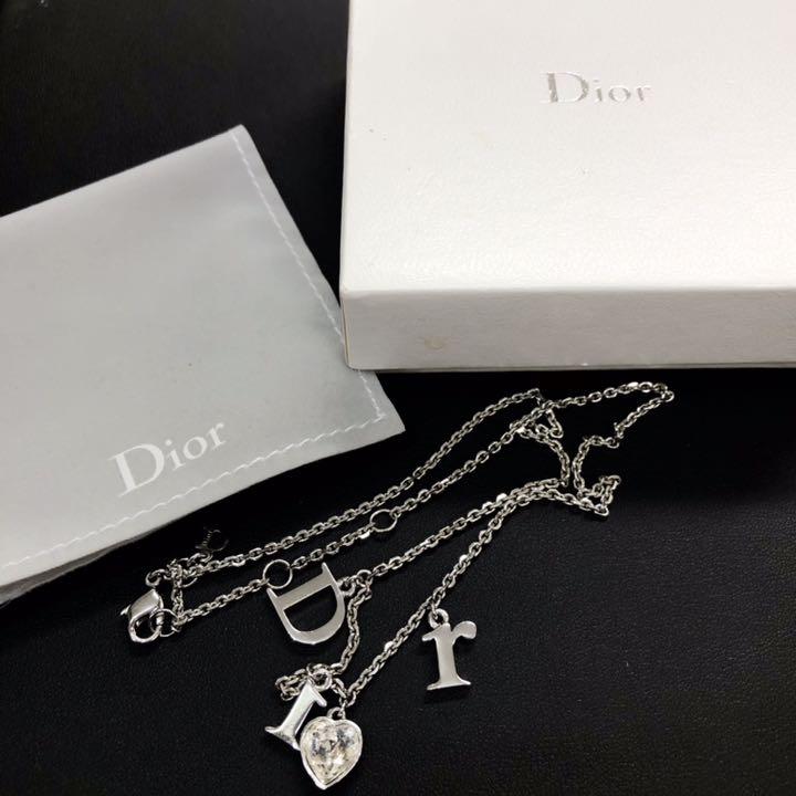 Dior クリスチャン ディオール ハート ストーン ロゴ ネックレス