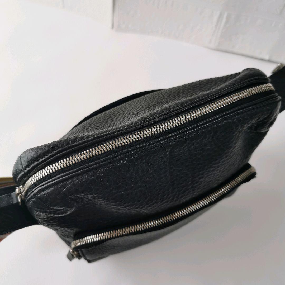 美品✨ポールスミス ショルダーバッグ マルチストライプ シボ革 黒 ボディバッグ