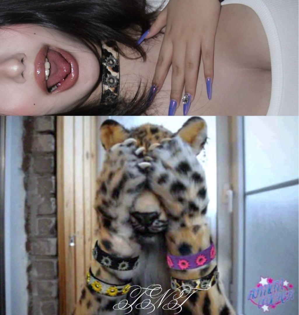 romancatcher ピンク　レザースパイクデザインブレスレット