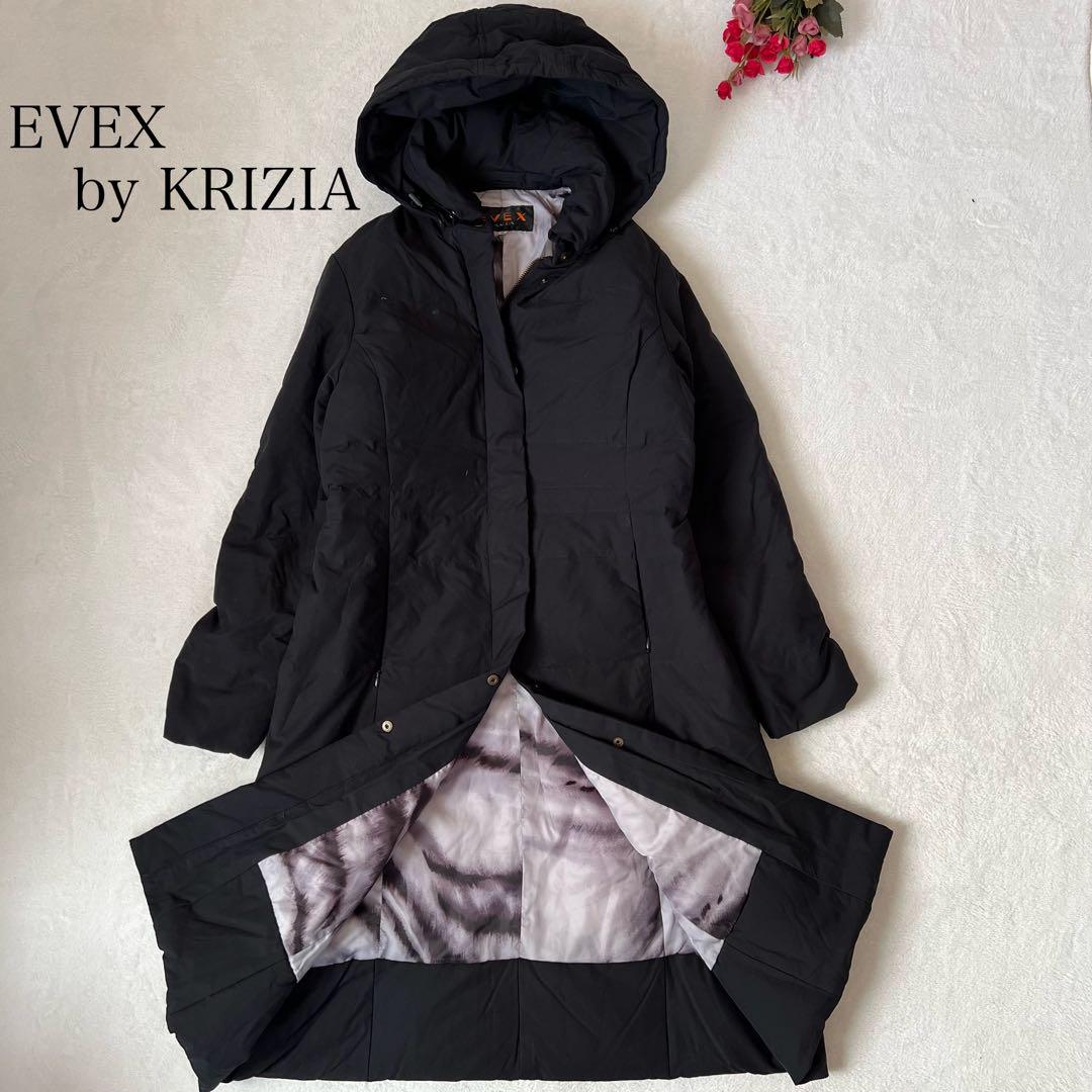 【EVEX bY KRIZIA】ダウンコート ロング 裏地 総柄 三陽商会 40
