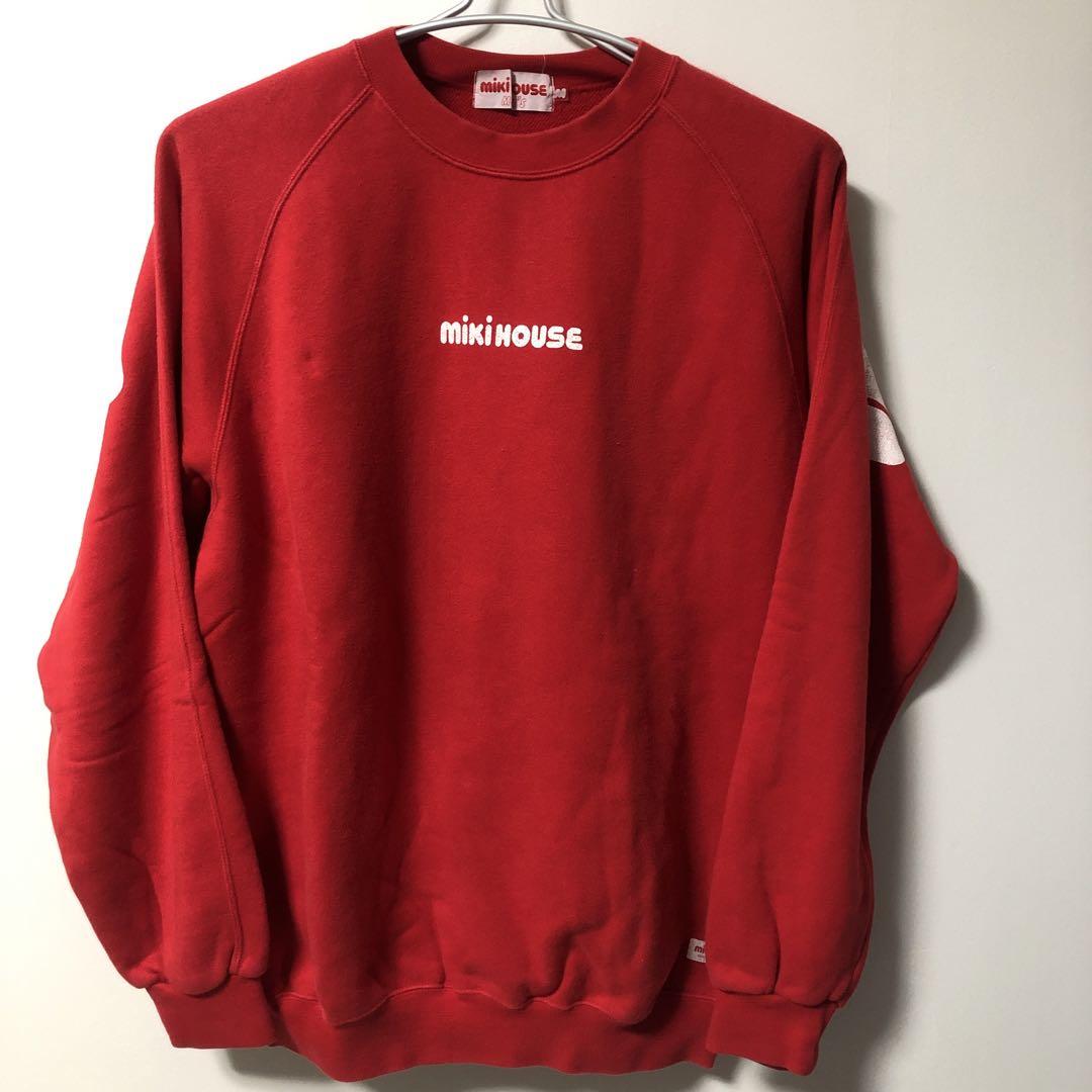 Used MIKIHOUSEミキハウスmen’s背面アーチロゴレッドスウエットM