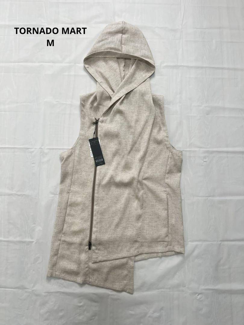 TORNADO MART linen asymmetry drape vest