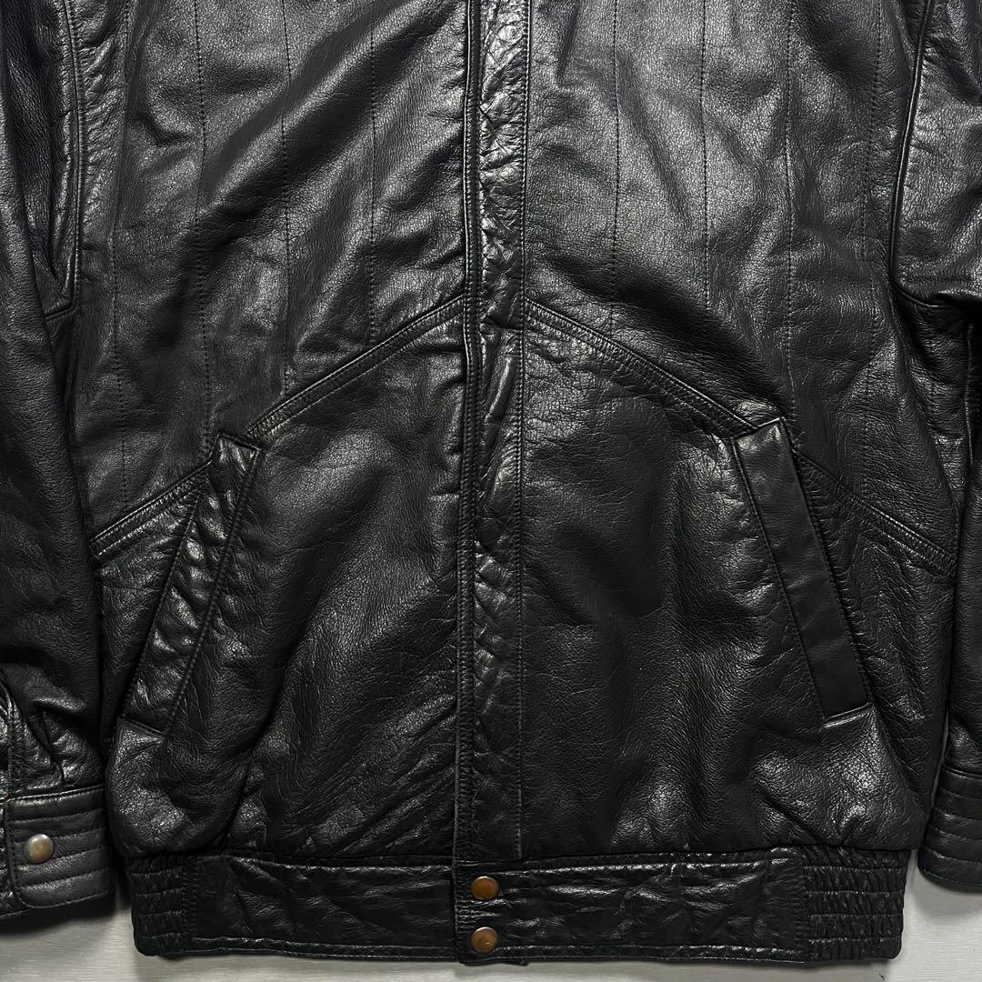 vintage レザーボンバージャケット　牛革　オールレザー　ショート丈　L vintage レザーボンバージャケット 牛革 オールレザー ショート