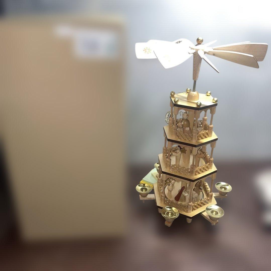 クリスマスピラミッド 3段ロウソク キリスト降誕 ビンテージ ドイツ ザイフェン傷や汚れあり