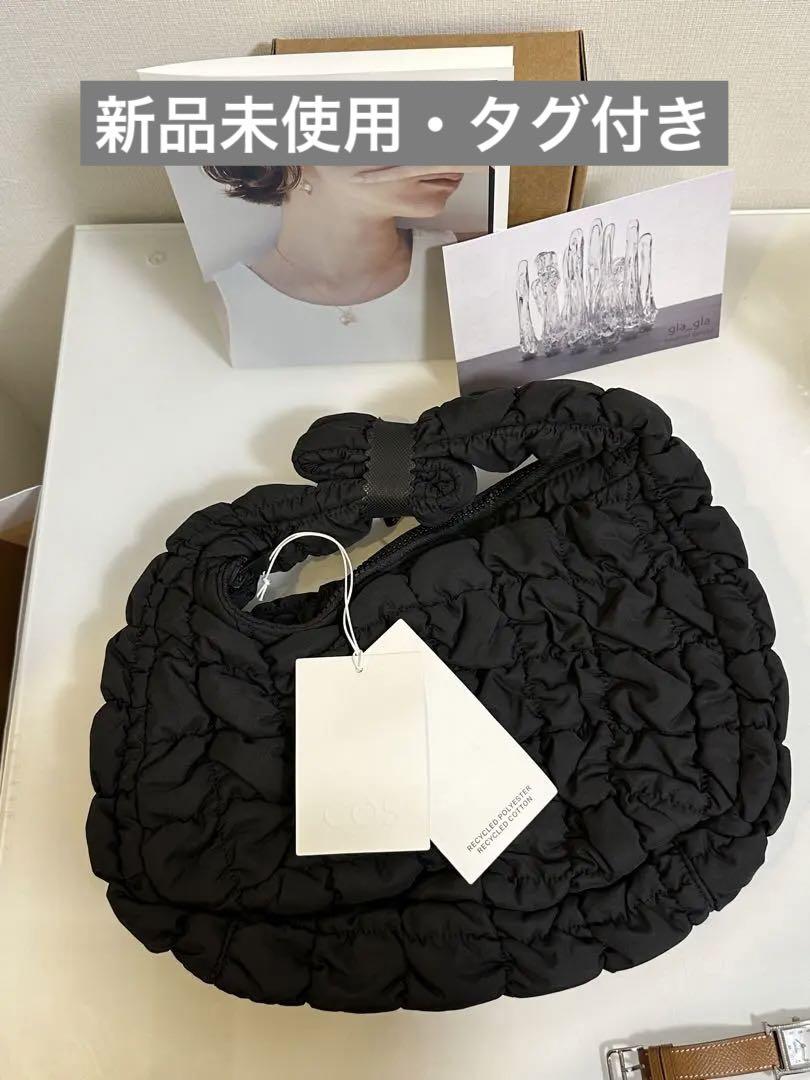 COS 黒 ナイロン キルティング ショルダーバッグ cos コス キルティング バッグ ミニ ブラック 黒