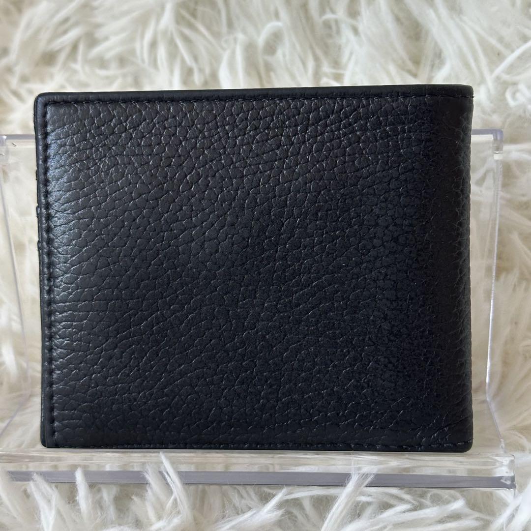 ✨️美品エンポリオアルマーニ 二つ折り財布 ロゴ金具 シボ革 型