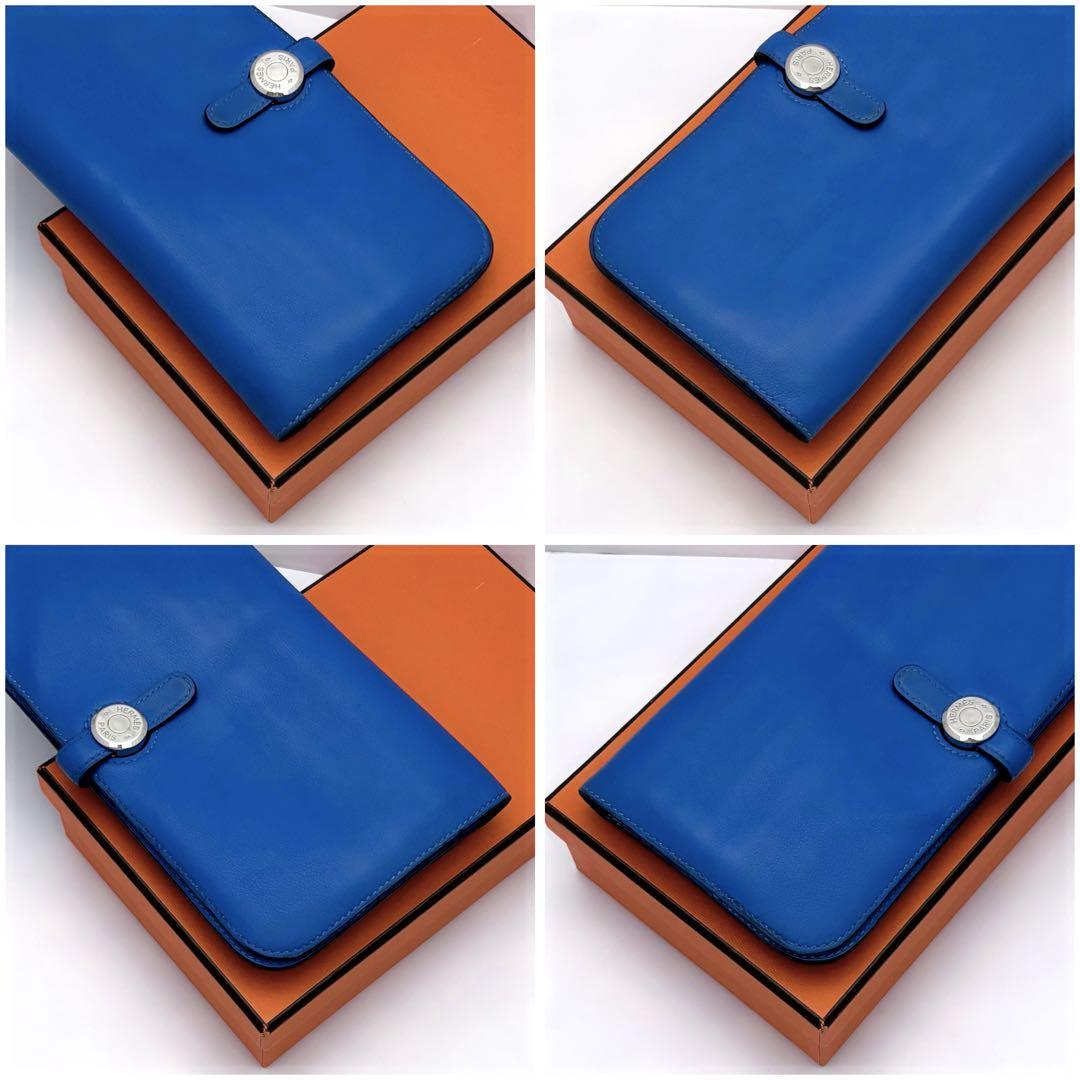 HERMES エルメス ドゴン ロング 青 ブルー バイカラー 長財布 折り財布