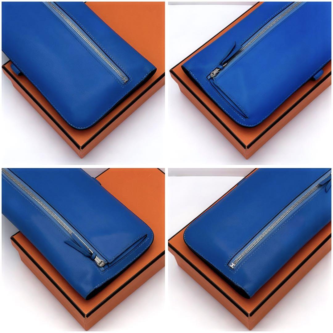 HERMES エルメス ドゴン ロング 青 ブルー バイカラー 長財布 折り財布