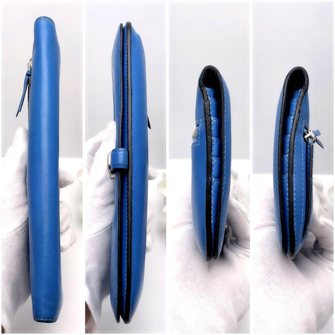 HERMES エルメス ドゴン ロング 青 ブルー バイカラー 長財布 折り財布