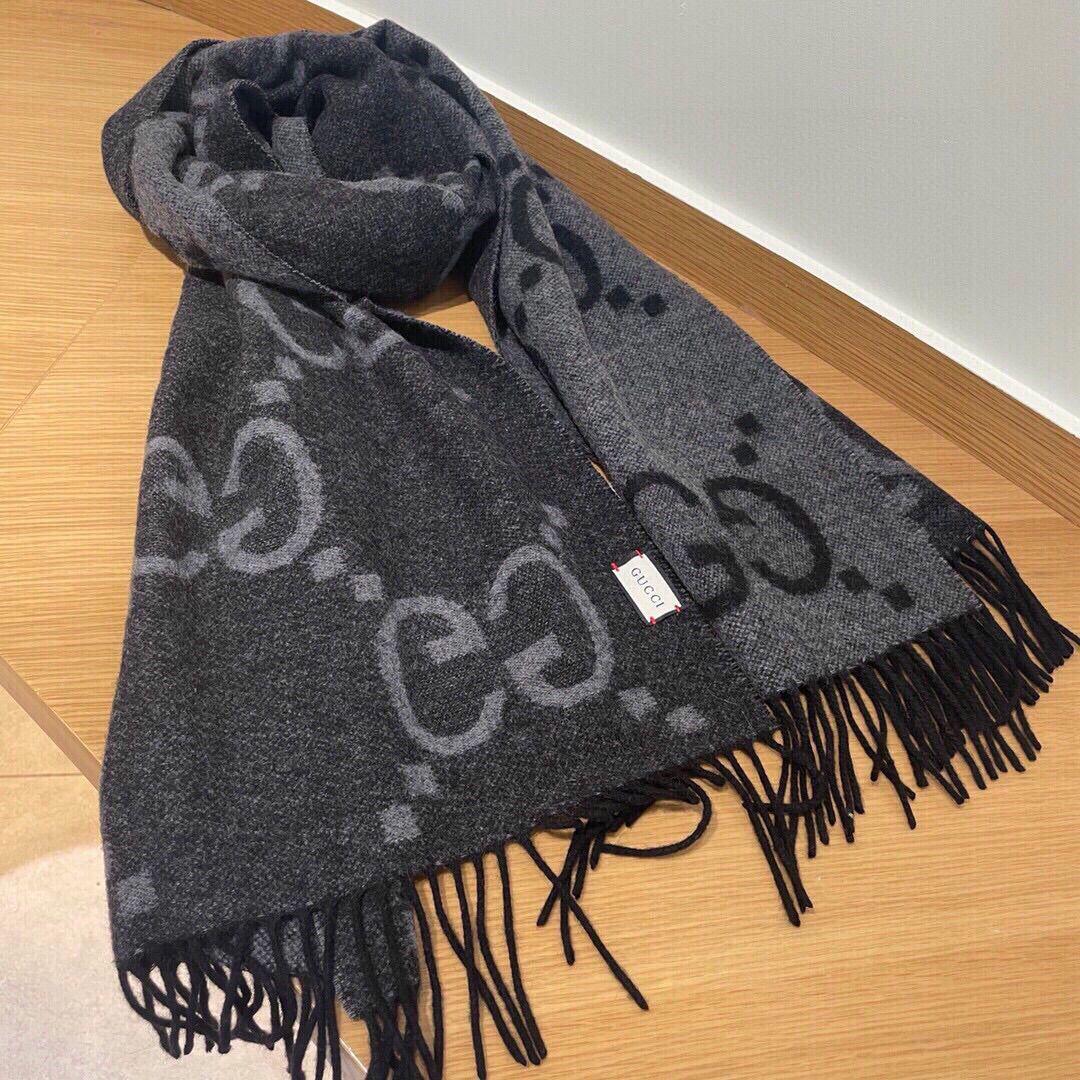 GUCCI グッチ GGカシミア ジャカード スカーフ 男女兼用