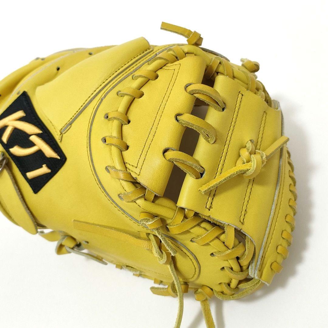 【美品】KT1　ケイティーワン　野球　硬式用　キャッチャーミット　右　イエロー