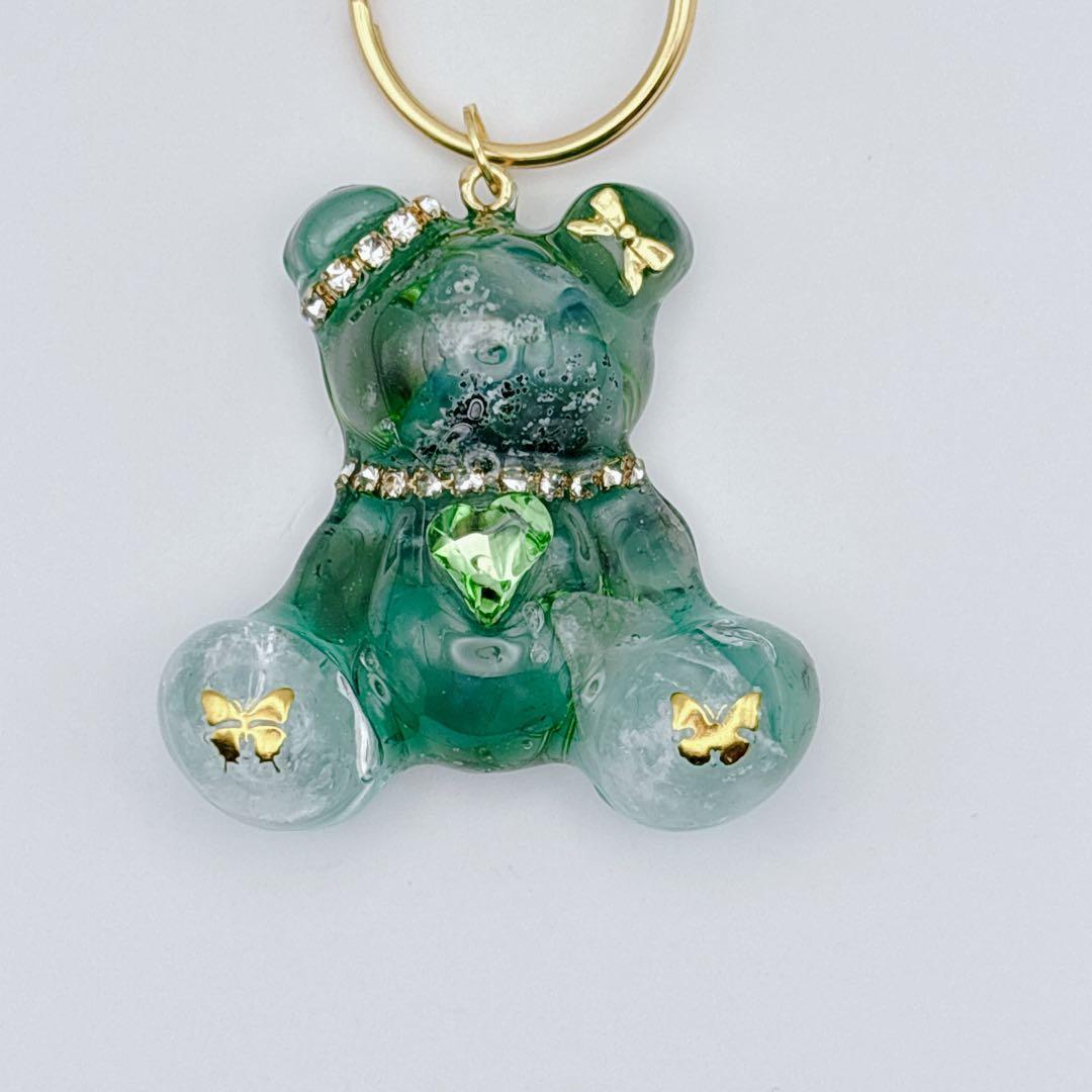 くまちゃん オルゴナイト グリーンアゲート キーホルダー - メルカリ