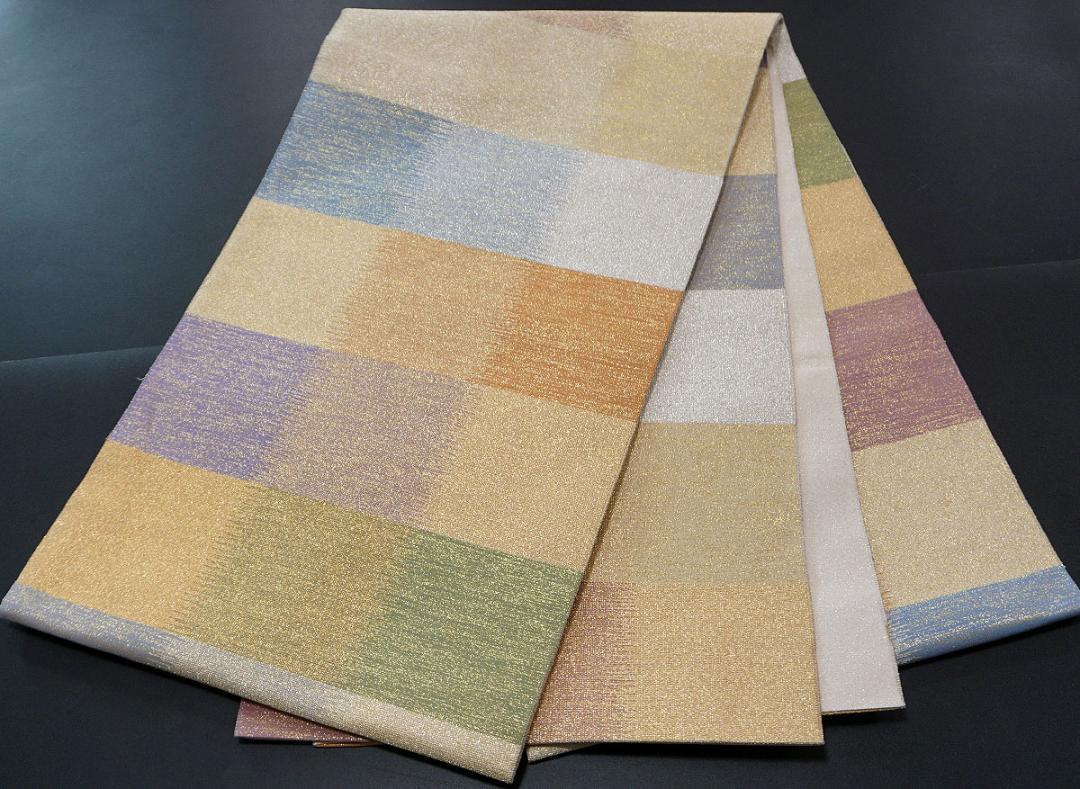 綴れ織 掠れ市松 金通し 正絹袋帯 フォーマル お茶席 k895 綴れ織 掠れ市松 金通し 正絹袋帯 フォーマル お茶席 k895